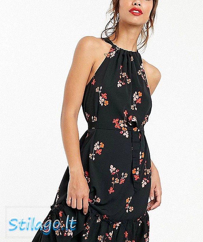 Vero Moda halskedja mini klänning i blommigt tryck-Multi