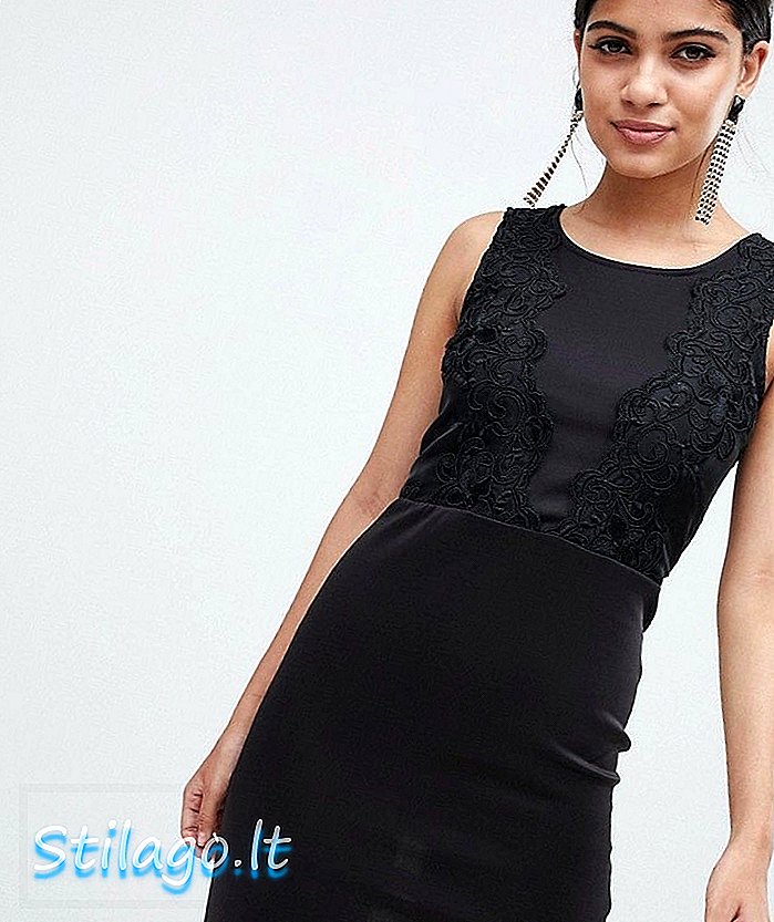 AX Paris lyijykynä mekko pitsi yksityiskohdat-musta