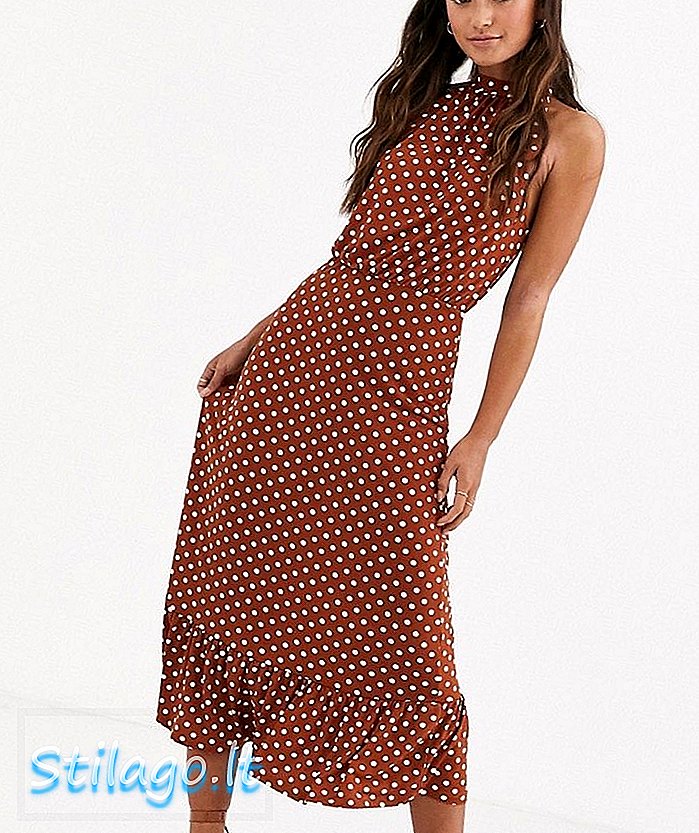 Oasis midi-jurk in lichtbruine midi-jurk met stippenprint - Bruin