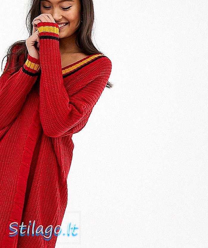 QED Londonas džemperīša kleita ar kontrasta sarkanu svītru