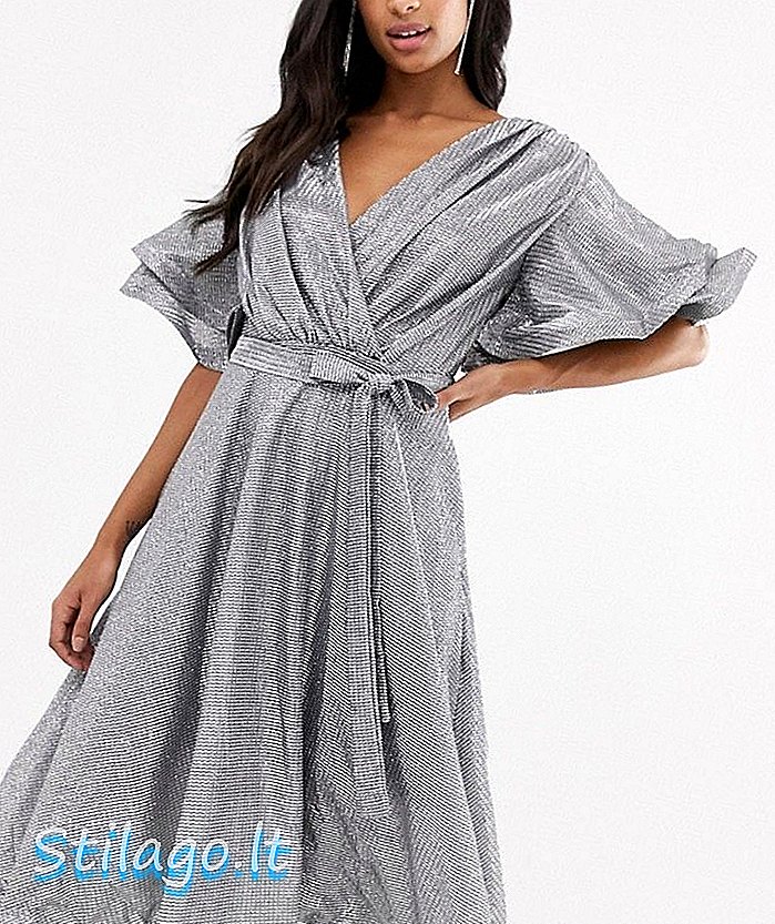 Форевер Јединствена метална хаљина од рукава с рукавима-Мулти