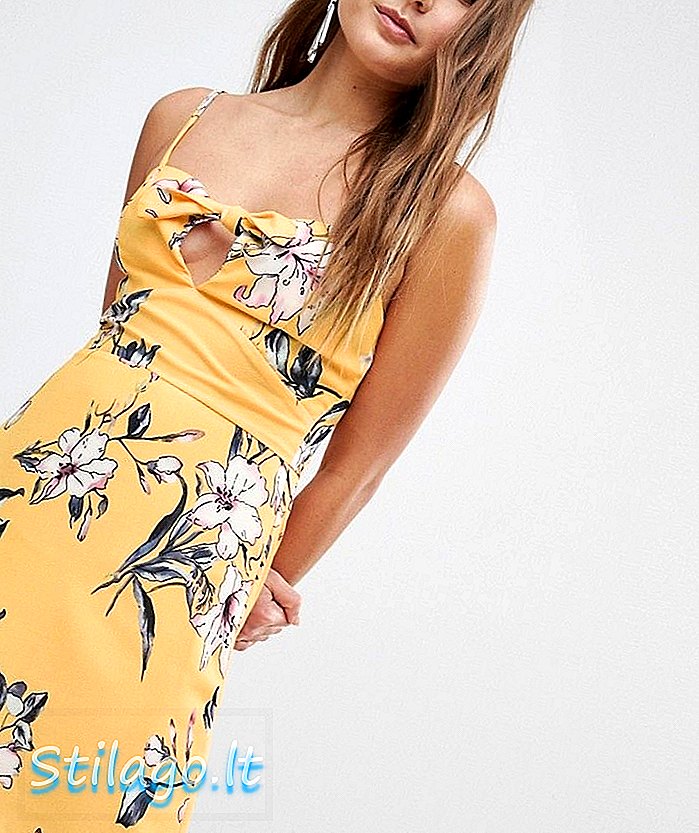 Parisian Floral Cami Dress With Bow-Yellow