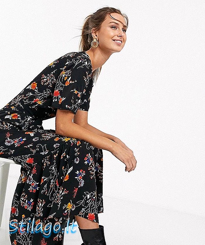 Vero Moda gebloemde maxi-jurk met bloemenknopen