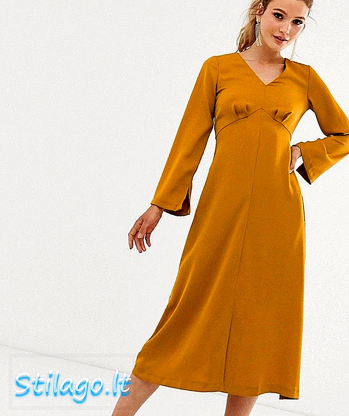 Closet v neck carstvo struka haljina-žuta