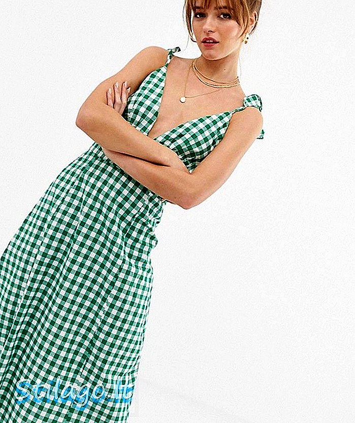 Glamorøs cami midi-kjole i gingham-Green