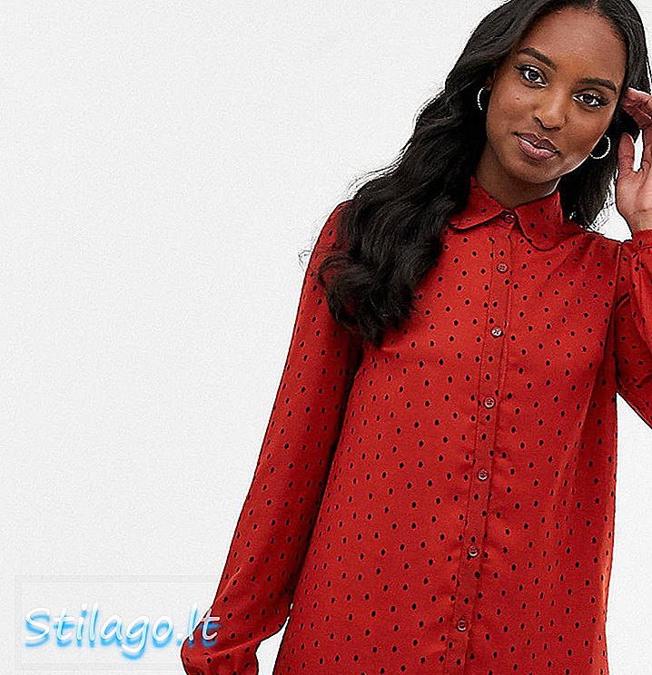 Fashion Union Tall - Robe chemise à pois - Rouge