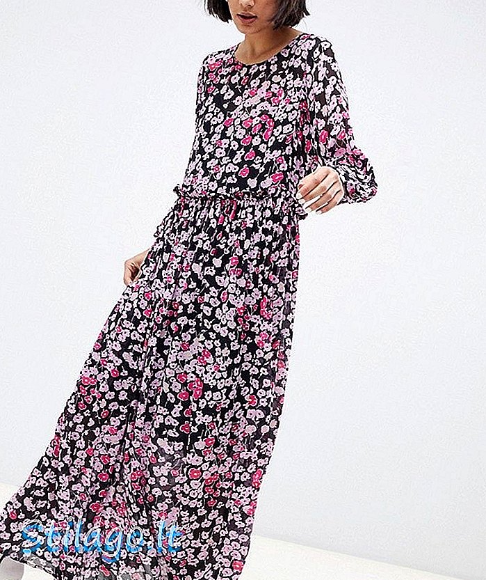 שמלת מקסי בהדפס פרחוני מקסי-סגול