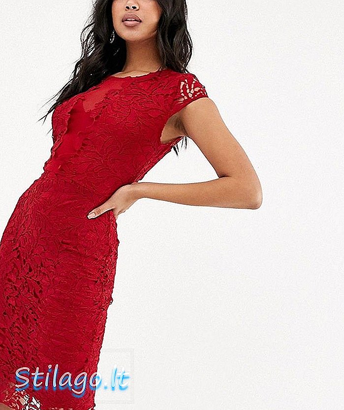Tyttö mielessä virkkaa pitsi midi lyijykynä mekko-punainen