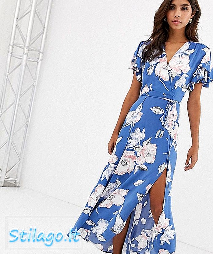 „French Connection Cari“ gėlėta spausdinta midi suknelė - mėlyna