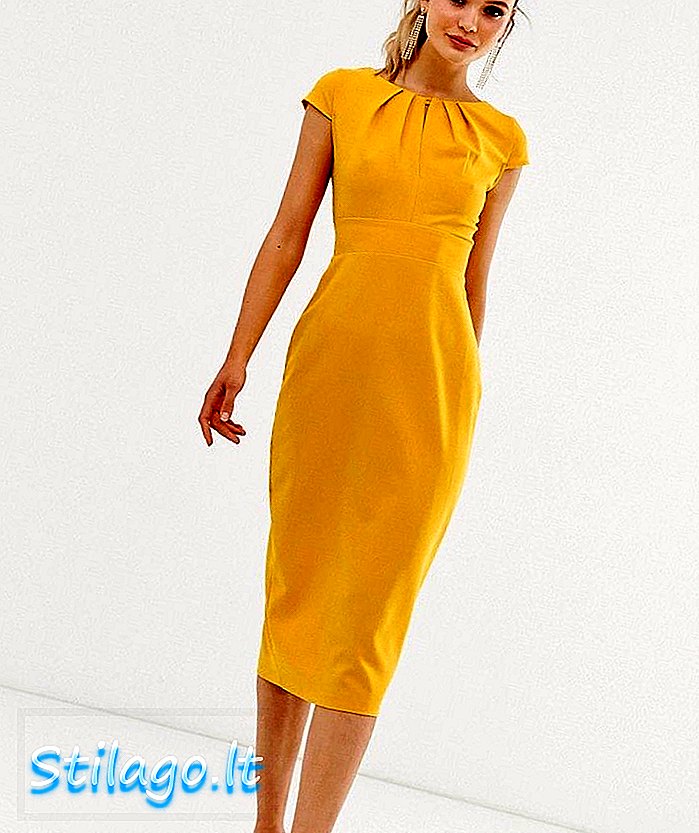 Garderob maxi båge penna klänning-gul