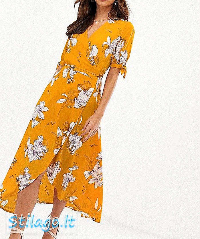 Sukienka midi w kwiaty we wzór AX Paris - żółta