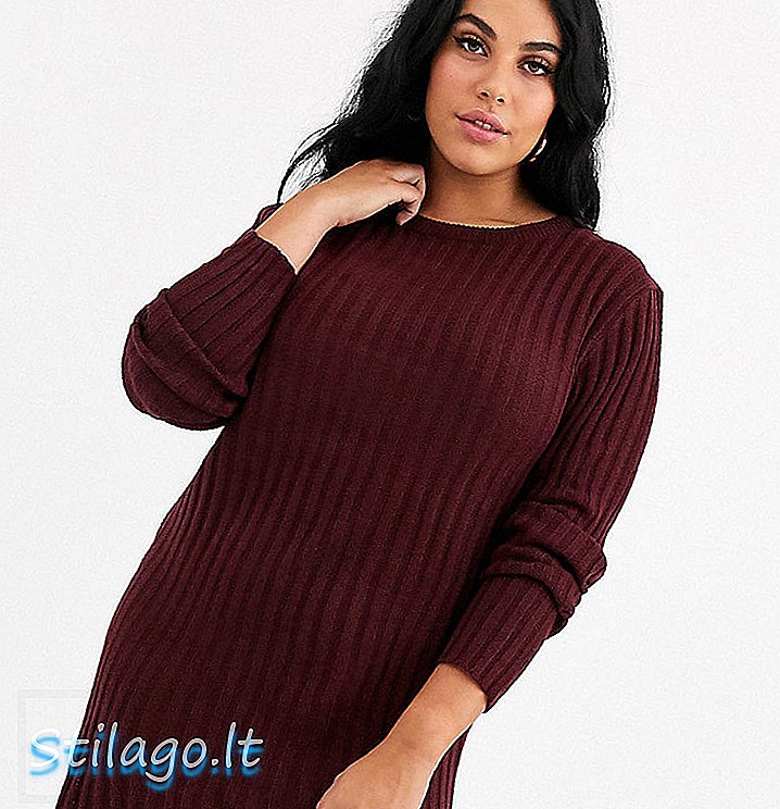 Rochie de salopeta mando Brave Soul Plus în roșu merlot