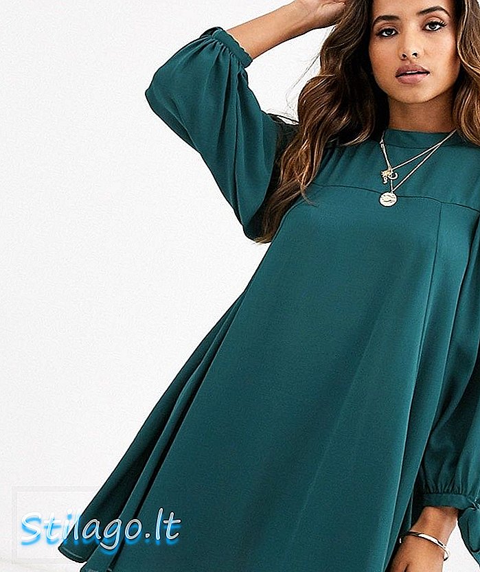 Мини-платье с завышенной горловиной и завязками ASOS DESIGN - цвет зеленый