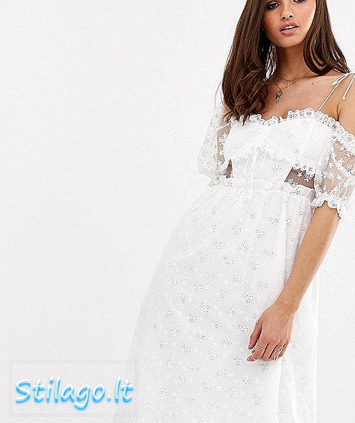 Untuk Love & Lemons Sadie midi dress-White