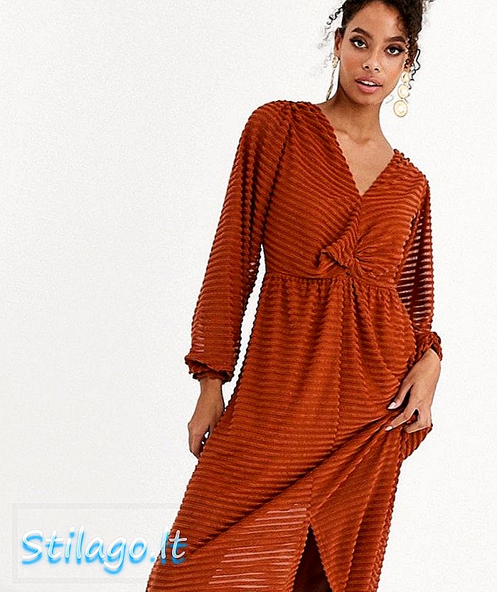 ASOS DESIGN burnout stripe midi φόρεμα-Κόκκινο