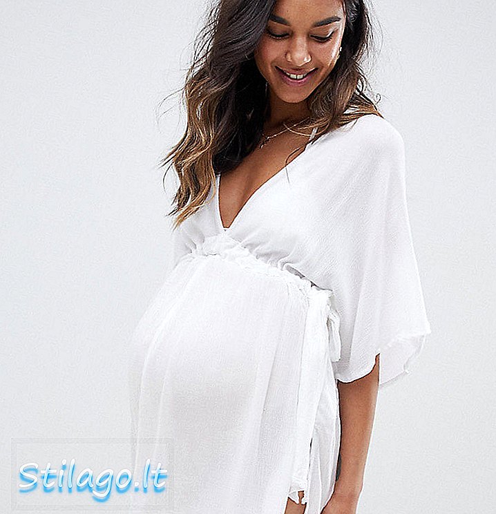 ASOS DESIGN Maternity Channel Waist Beach Cover Up-White