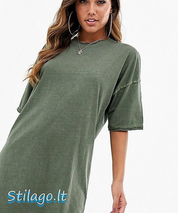 ASOS DESIGN - Robe t-shirt oversize à bord brut - Vert