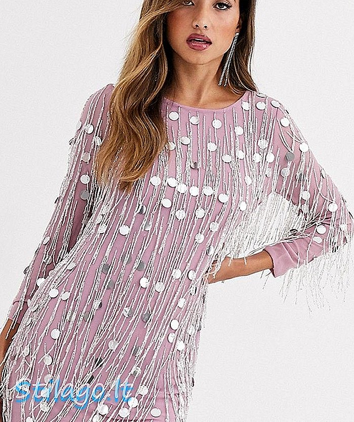 French Connection Baani sequined kjole med kantperler-lyserød