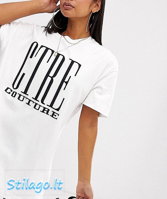 Couture Club logotip velik majica obleka-bela