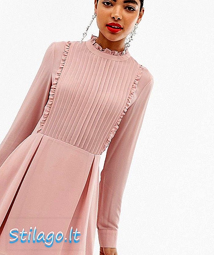 Unique21 hoogsluitende mini-jurk met ruches-Roze