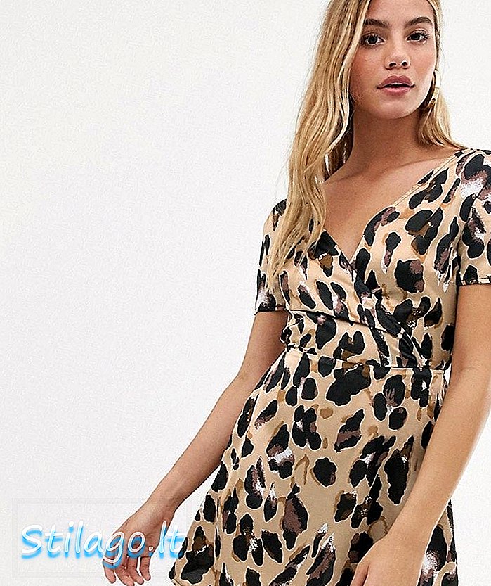 Хаљина с принтом паришког леопарда-смеђа