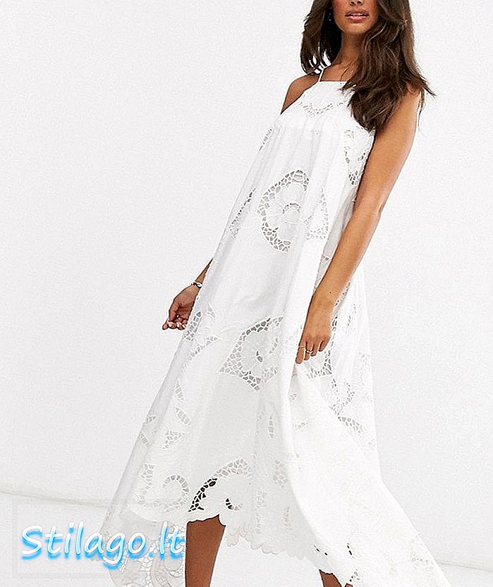 „ASOS EDITION“ pjaustomoji apykaklės sūpynių suknelė-smėlio spalvos