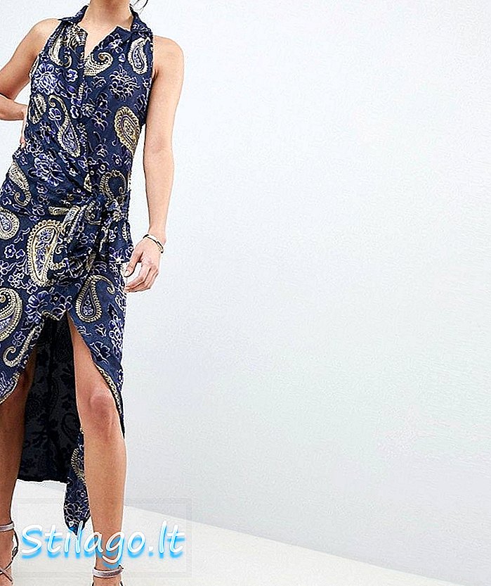 Lioness Wrap prednja Cami Midi haljina u ljetnom baršun print-Multi