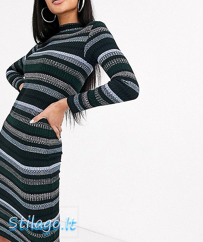 Superdry stripe ribbestrikket midi kjole-Multi