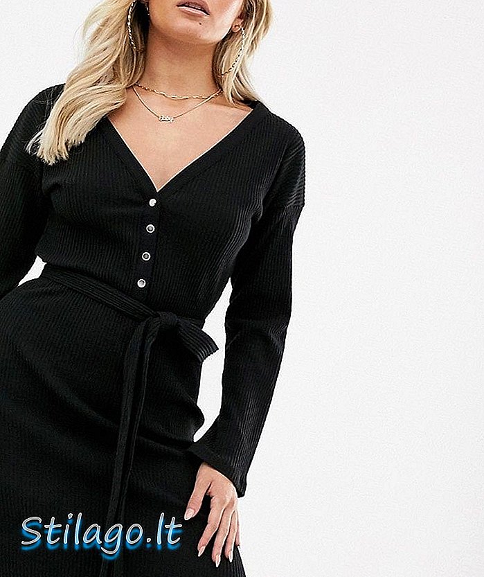ASOS DESIGN super miękka sukienka mini z odkrytymi ramionami i paskiem w kolorze czarnym