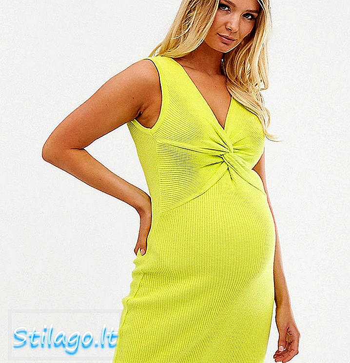 ASOS DESIGN Μητρότητα στρίψιμο εμπρός πλεκτό μεσαίο φόρεμα-Πράσινο