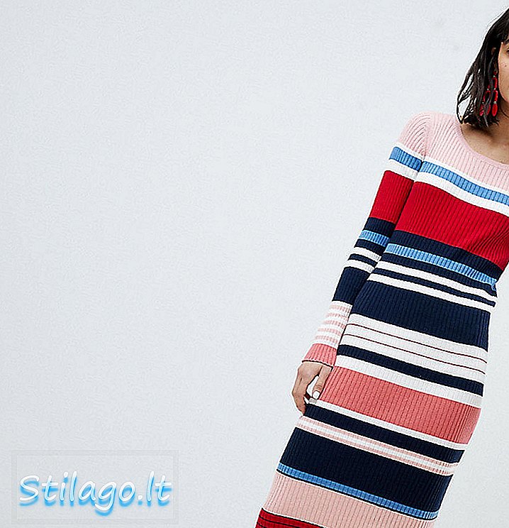 Esprit Midi Robe Colonne à Rayures-Multi