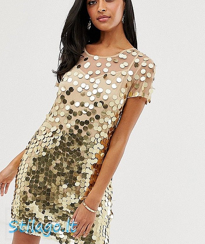French Connection Basu sequined shift-guld