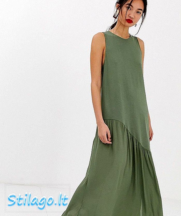 שמלת ג 'רזי הטיה של מנגו בצבע ירוק חאקי
