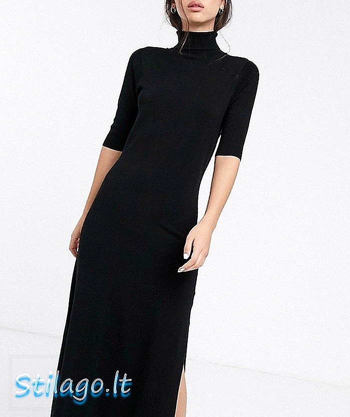 فستان سهرة ماكسي برقبة عالية في وير إيدا - أسود