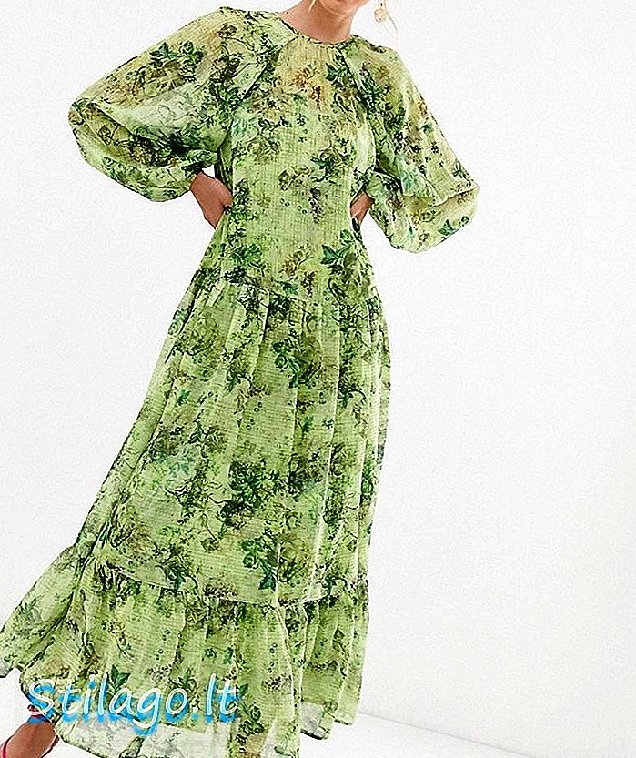 ASOS EDITION nadrozměrné šaty Maxi v květinové mřížce tisku Multi