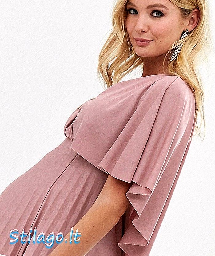 ASOS DESIGN - Vestito midi plissettato con mantello posteriore in maternità - Rosa