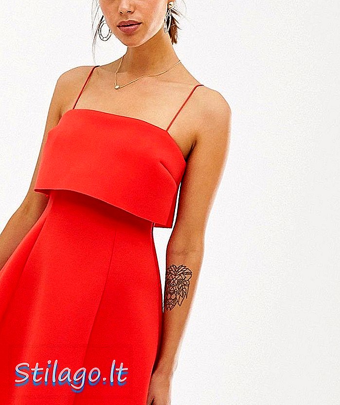 ASOS DESIGN Kırpma Üstü Tüplü Mini Patenci Elbisesi-Kırmızı