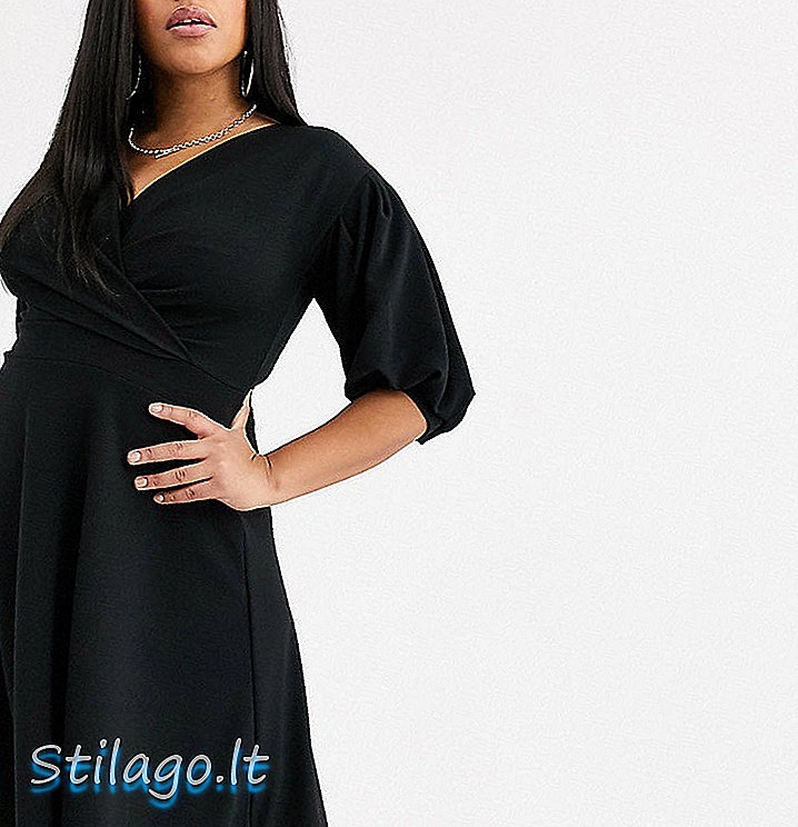 Sukienka midi z odkrytymi ramionami Boohoo Plus w kolorze czarnym