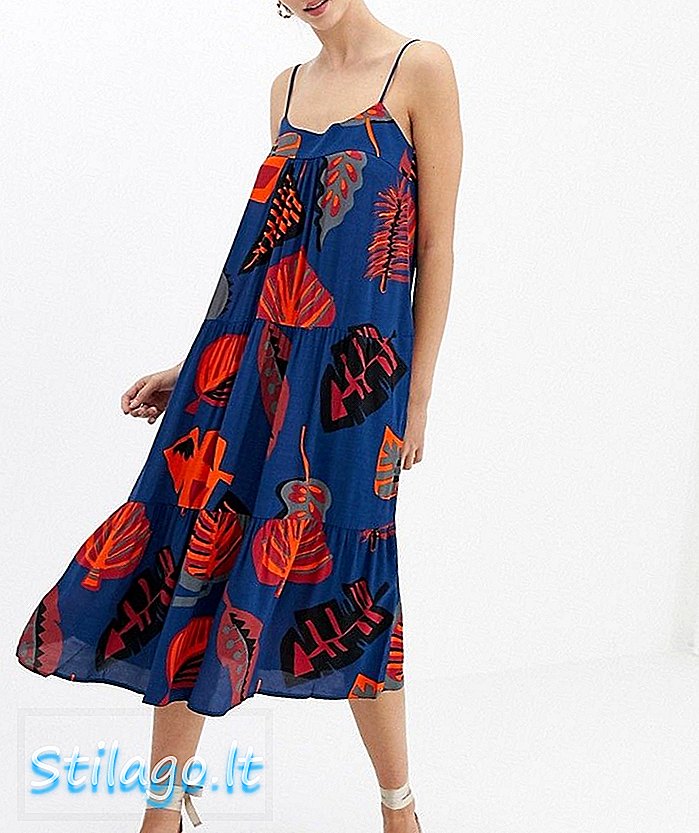 Closet Strap Print Flared Dress-Multi