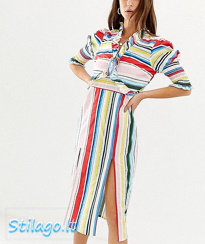 Vero Moda Stripe Midi Dress พร้อม Side Splits-Multi