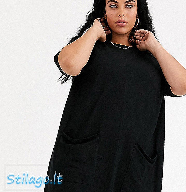 Плаття з футболки ASOS DESIGN Curve з подвійною кишенею з двома кишенями - чорне
