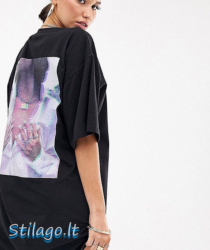 عوامی خواہش X لسی راڈی نے لمسی راڈی گرافک-سیاہ کے ساتھ ٹی شرٹ لباس بڑا کردیا