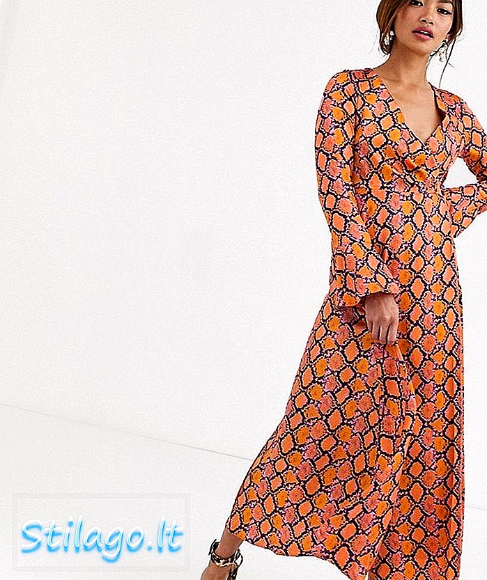 ASOS TASARIM parlak yılan baskı-Multi içinde maxi elbise şal