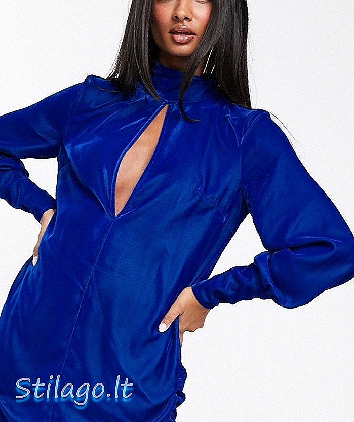 ASOS DESIGN - Mini robe droite en velours avec trou de serrure - Bleu