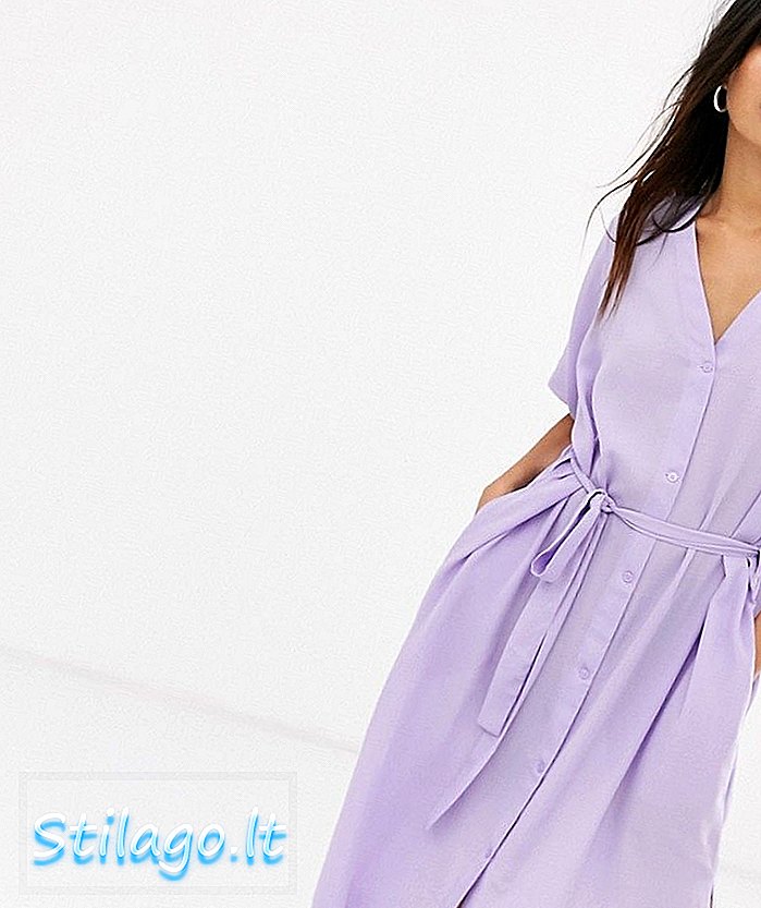 Lilac- جامنی رنگ میں ہفتہ کے دن ٹائی کمر مڈی لباس