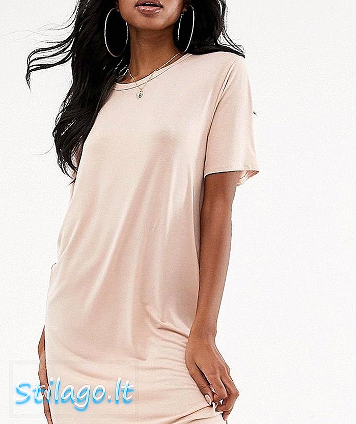 PrettyLittleThing Basic T-Shirt Minikleid in Nude-Pink