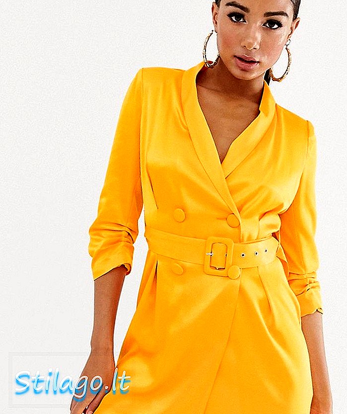Riječanka haljina u remenu od pojasa u satenskoj narančastoj boji