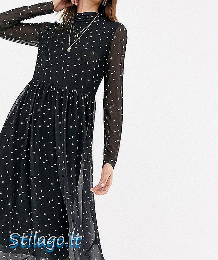 Vestit midi polka dot de malla sala Levete-Negre