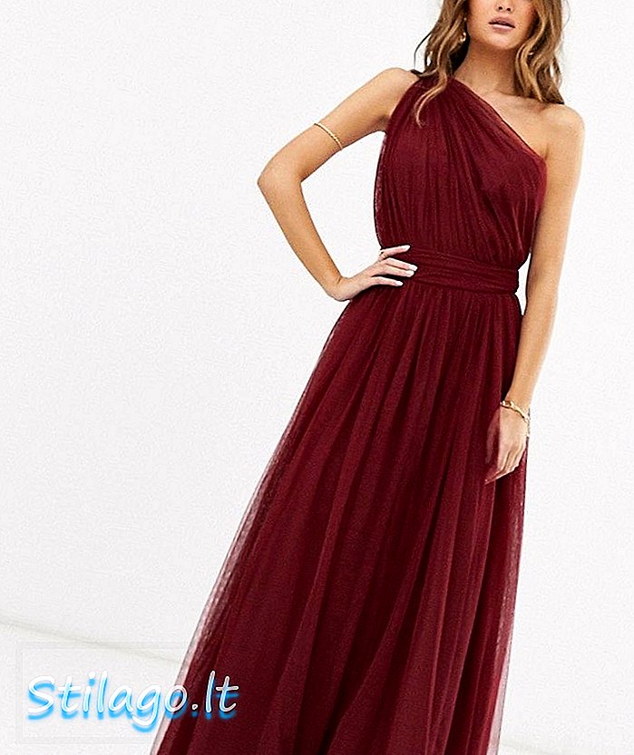 ASOS DESIGN maxi φόρεμα με τούλι ώμου-Κόκκινο