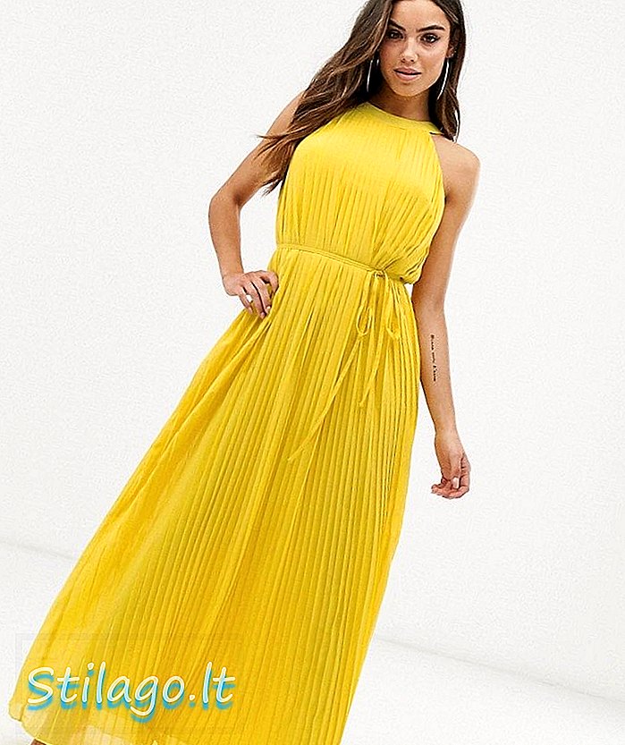 Club L London geplooide maxi-jurk met weggeperst-geel